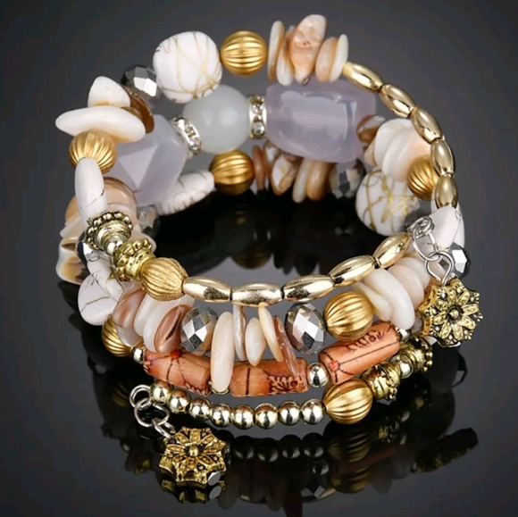 Natural Shell Stone Wrap Bracelet - Picture 3 of 4